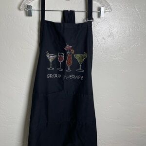 Black 'Group Therapy' Rhinestone Cocktail Apron